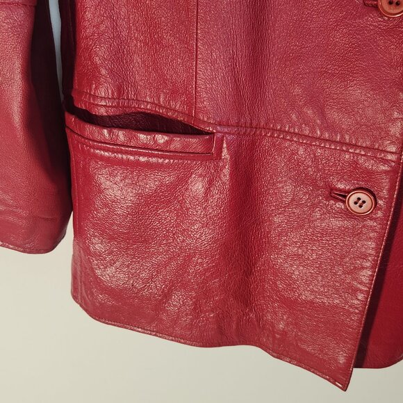 Women's Vintage Starling Germany Leather 3 Button Metro Blazer Size: 16 - Picture 11 of 16